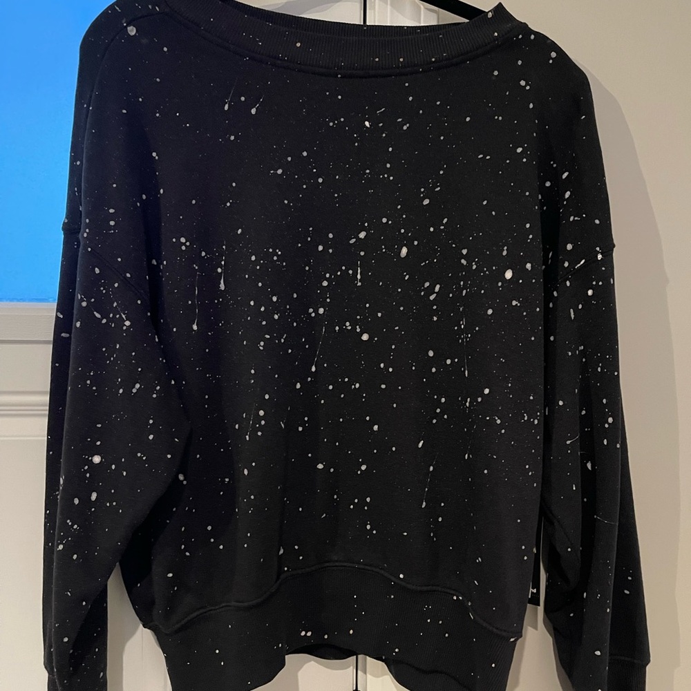 No Boundaries Black and White Splatter Crew Neck Sweater